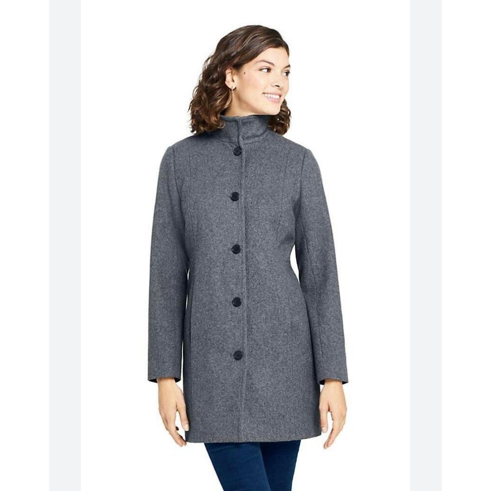 Land's End Fit & Flare Coat Perfect Condition Gray Wool  Sz 12